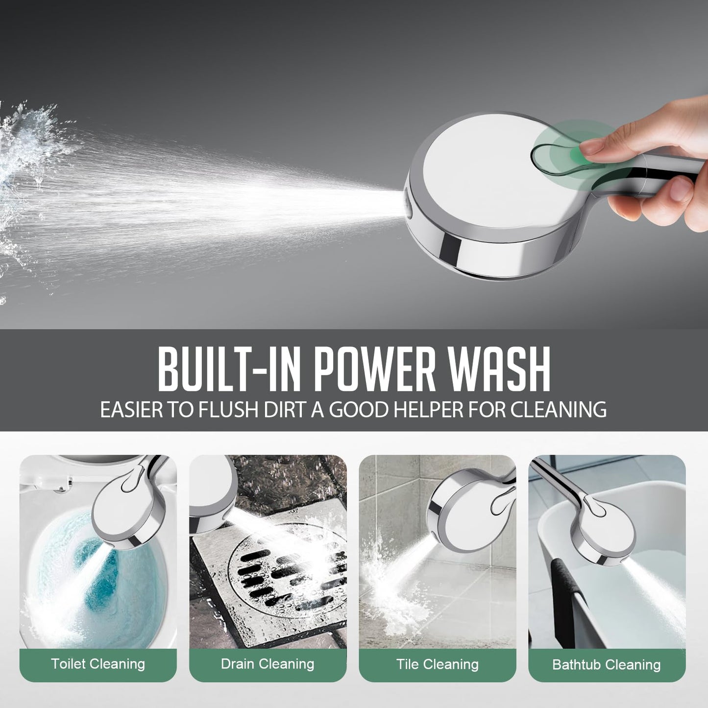 Filtered Shower Head with Handheld, 9-Spray Mode High Pressure Detachable Shower Head with Filters for Hard Water - Remove Chlorine (Chrome, 4 Filters)