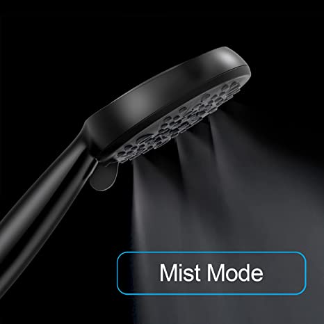 EMBATHER High Pressure Shower Head, 8 Function Shower Head with Shower Spray, 4.7 Inch Handheld Showerhead with 71 Inch Stainless Steel Hose and Adjustable Bracket for Bathroom,Black