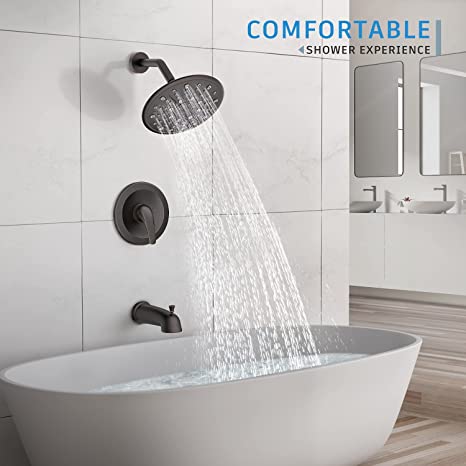 EMBATHER Shower Faucet Set with Tub Spout, Dual Function Shower Trim Kit (Rough-in Valve Included) with 9 Inch Shower Head, Rain Shower System Wall Mounted Rainfall Shower Combo Set, Oil Rubbed Bronze