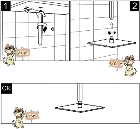 EMBATHER Shower Arm Ceiling Mount Square 12" Rain Shower Head Arm with Flange, US Standard NPT1/2" Chrome Finished