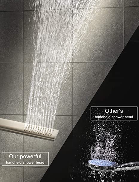 EMBATHER Shower System-Brushed Nickel Shower Faucet Set for Bathroom- State-of-the-art Air Injection Technology- Upgrade 12" Square Rain Shower Head with Anti-rust Coating