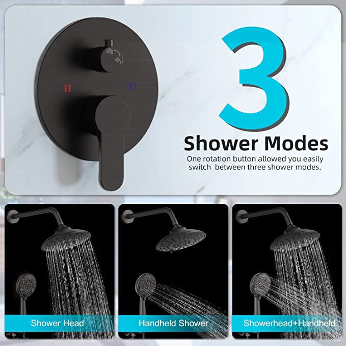 EMBATHER Shower System, High Pressure Shower Faucets Sets Complete in Valve and Trim Kit, Oil Rubbed Bronze