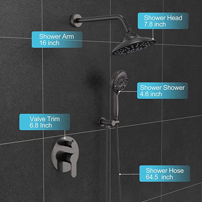 EMBATHER Shower System, High Pressure Shower Faucets Sets Complete in Valve and Trim Kit, Oil Rubbed Bronze