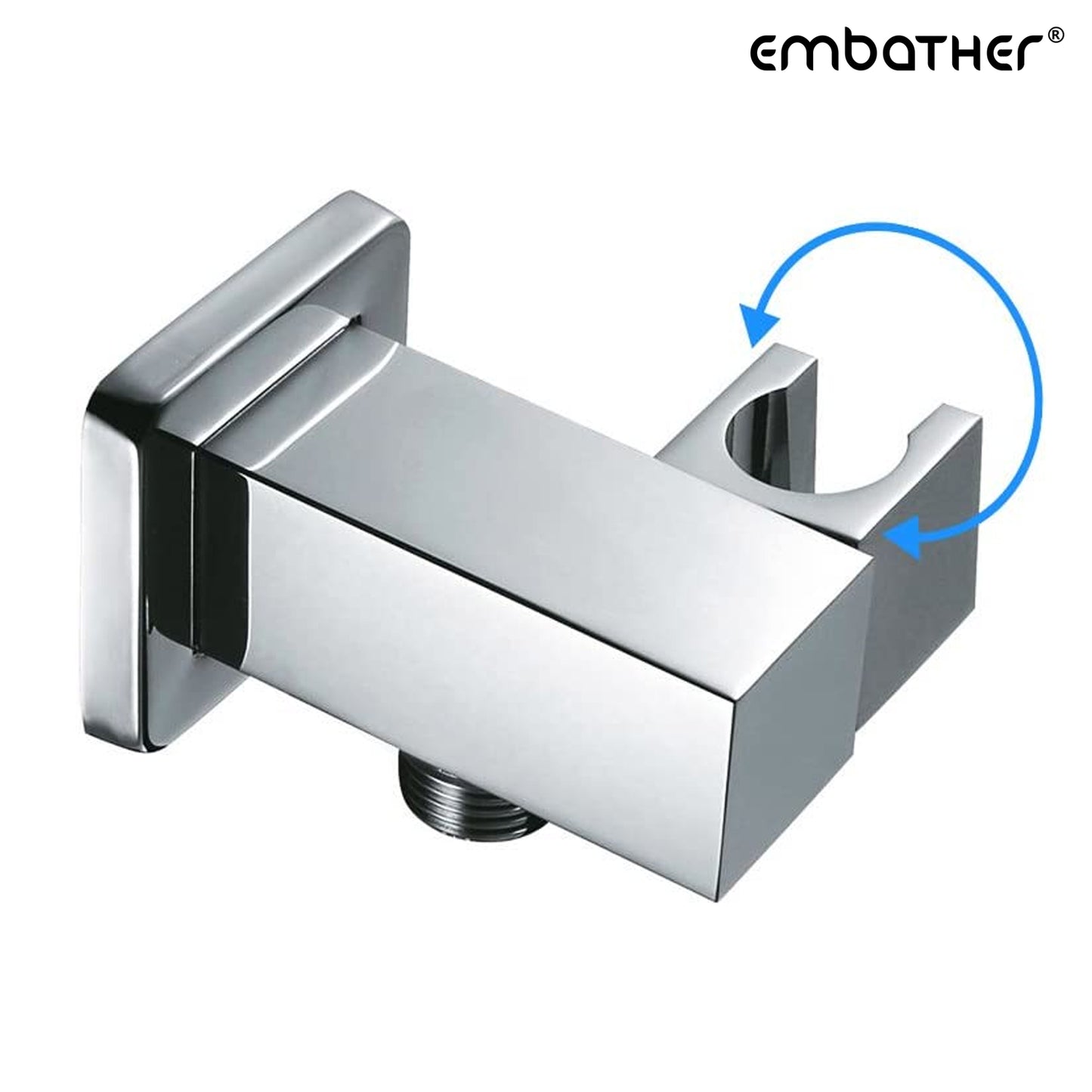 EMBATHER All Brass Handheld Shower Spray Head And Adjustable Bracket Holder Wall-Mount for Bathroom Hand Sparyer Wand or Toilet Hand Held Bidet,Polished Chrome(Square)