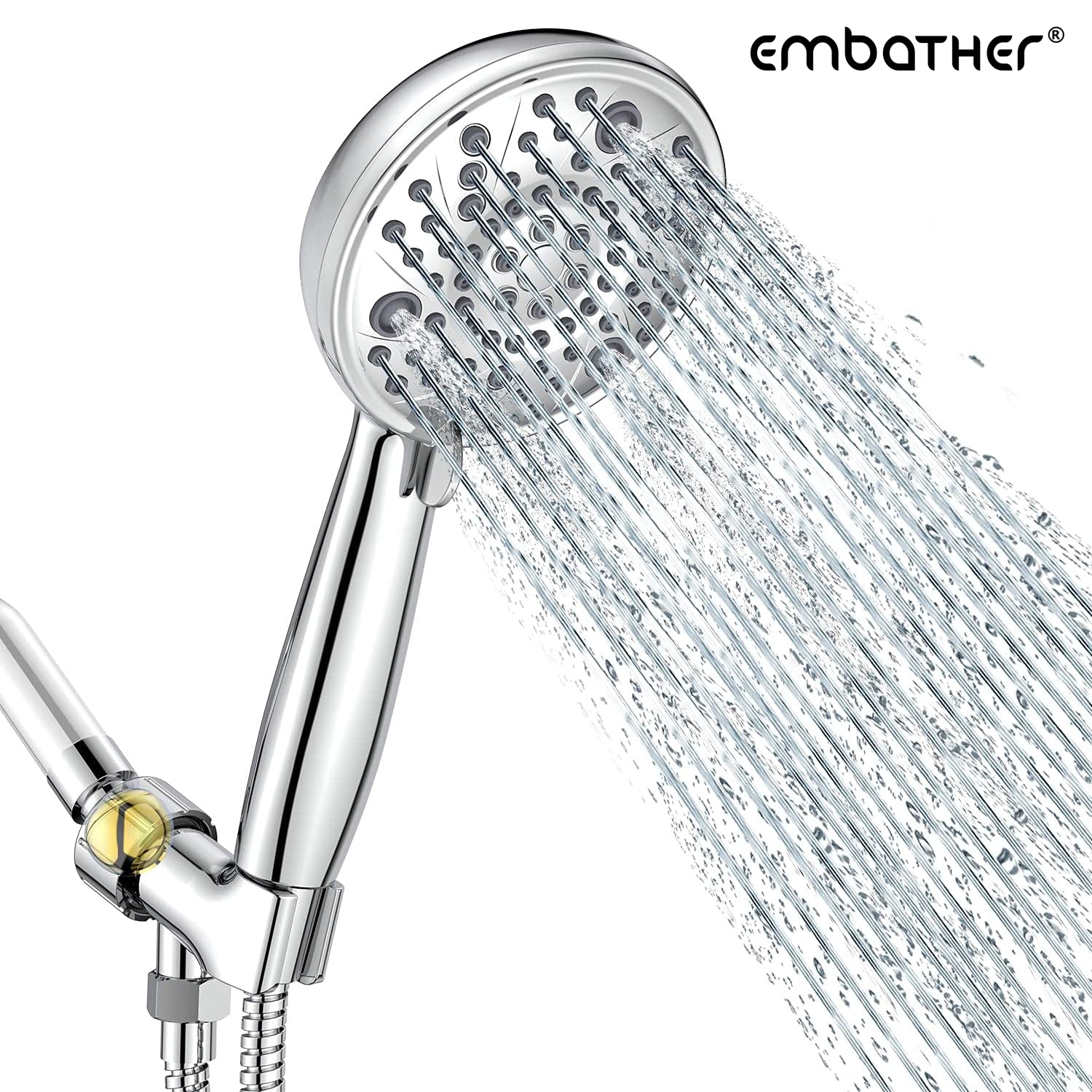 Handheld Shower Head With High Pressure 8 Sprays, Embather 4.5 Inches Hand  Held Showerhead Set With 71 Inches Shower Hose And Adjustable Shower Arm Br