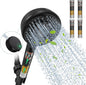 Filtered Shower Head with Handheld, 9-Spray Mode High Pressure Detachable Shower Head with Filters for Hard Water - Remove Chlorine (Chrome, 4 Filters)