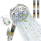 Filtered Shower Head with Handheld, 9-Spray Mode High Pressure Detachable Shower Head with Filters for Hard Water - Remove Chlorine (Chrome, 4 Filters)