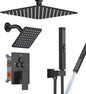 Shower Faucet Set Shower System - EMBATHER Push Button Diverter Dual Shower Faucet Valve Kit with Rain Ceiling Mount 10 Inch Shower Head 6 Inch Wall Mount, 2 in 1 Handheld for Couple