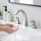 EMBATHER 8-Inch Widespread Bathroom Sink Faucet, 3-Hole Double Handle Vanity Faucet with Pop-Up Drain and Water Supply Lines, Modern Bathroom Faucet for Bathroom Sink and RV, Brushed Nickel