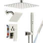 Shower Faucet Set Shower System - EMBATHER Push Button Diverter Dual Shower Faucet Valve Kit with Rain Ceiling Mount 10 Inch Shower Head 6 Inch Wall Mount, 2 in 1 Handheld for Couple