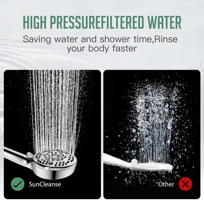 Filtered Shower Head with Handheld, 9-Spray Mode High Pressure Detachable Shower Head with Filters for Hard Water - Remove Chlorine (Chrome, 4 Filters)