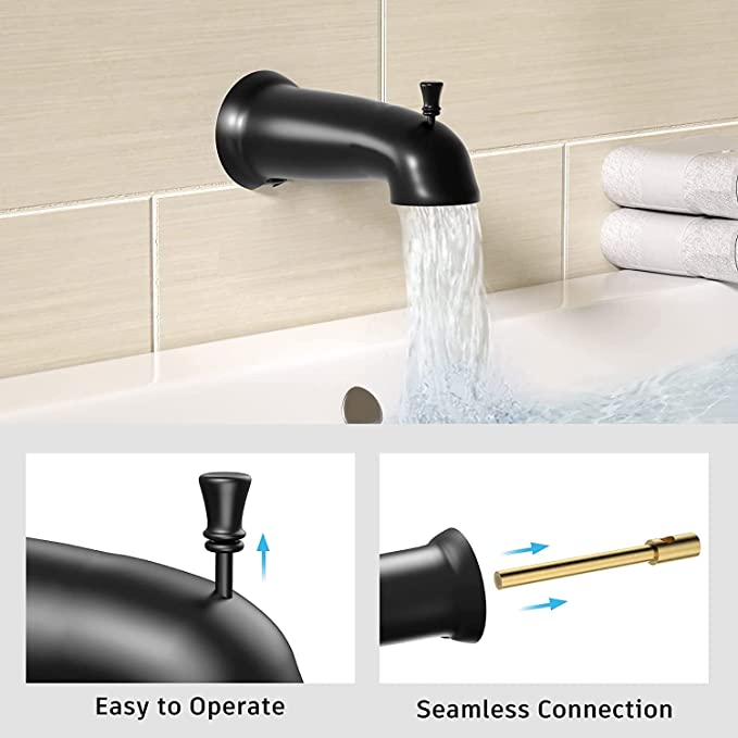 EMBATHER Shower Faucet Set with Tub Spout, Dual Shower Head with Handheld Combo, 3-Way Diverter and Shower Trim Kit, Matte Black(Include Valve)