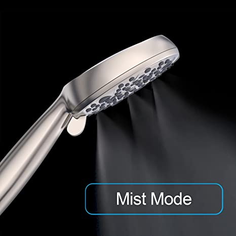 EMBATHER High Pressure Shower Head, 8 Function Shower Head with Shower Spray, 4.7 Inch Handheld Showerhead with 71 Inch Stainless Steel Hose and Adjustable Bracket for Bathroom, Brushed Nickel