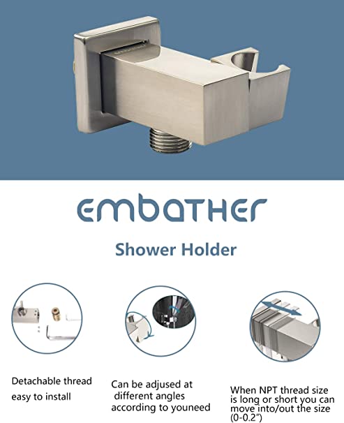 EMBATHER Shower System, Shower Faucets Sets Complete For Bathtroom California Certified-10 Inches Shower Head with Brass Valve and Trim Kit, Brushed Nickel