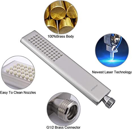 EMBATHER Brass Handheld Shower Head high Pressure Single Function Luxury Hand shower head,Brushed Nickel (only Shower Head)