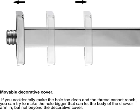 EMBATHER Shower Arm Ceiling Mount Square 12" Rain Shower Head Arm with Flange, US Standard NPT1/2" Chrome Finished