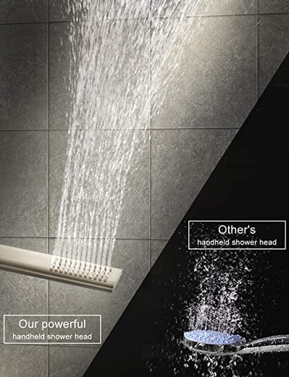 EMBATHER Shower System-Brushed Nickel Shower Faucet Set for Bathroom- State-of-the-art Air Injection Technology- Upgrade 12" Square Rain Shower Head with Anti-rust Coating