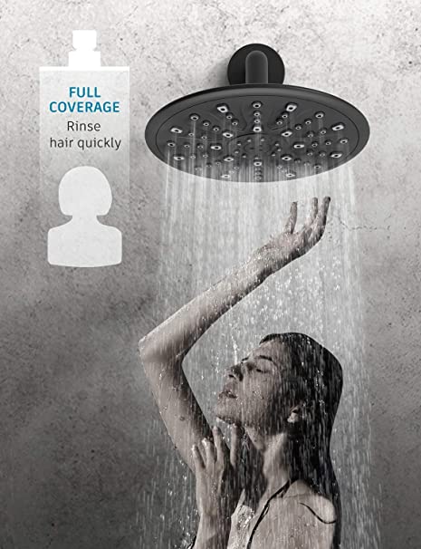 EMBATHER Black Shower Faucet Set with Tub Spout, Dual Function Shower Trim Kit(Rough-in Valve Included) with 9 Inch shower head,Rain Mixer Shower System Wall Mounted Rainfall Shower Combo Set