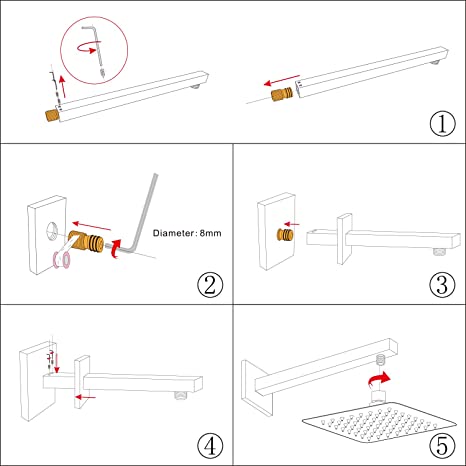 EMBATEHR Extra Long and Thicken Brass 16 Inch Shower Extension Arm, Chrome Universal Shower Straight Wall-Mounted Shower Arm