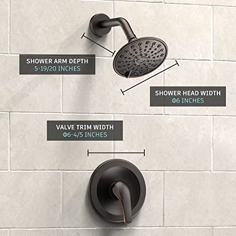 EMBATHER Shower Faucet with Valve, Shower Faucets Sets Complete with 6 Spray Touch-Clean Shower Head, Single Function Shower Trim Kit, Oil Rubbed Bronze