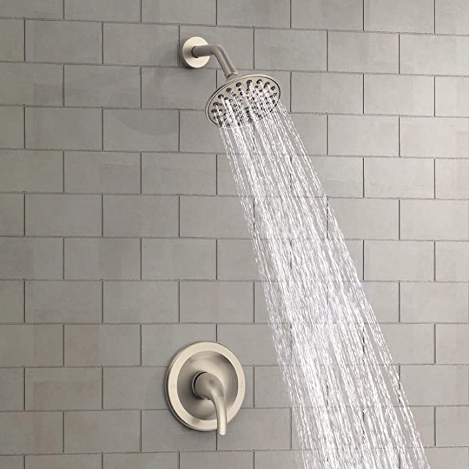 EMBATHER Shower Faucet with Valve, Shower Faucets Sets Complete with 6 Spray Touch-Clean Shower Head, Single Function Shower Trim Kit, Brushed Nickel