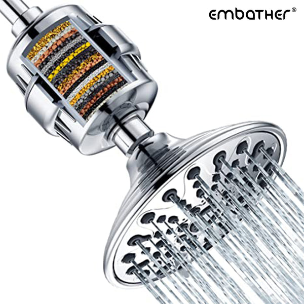 EMBATHER Shower Head With Filters 20 Stage High-Pressure Hard Water Filter 6 Spray Settings Filtered Shower head with Water Softener Filter Cartridge for Remove Chlorine and Harmful Substances