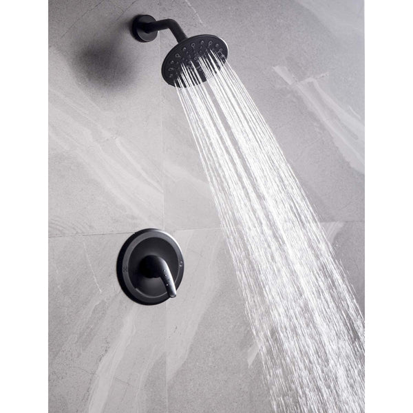 EMBATHER Shower Faucet with Valve, Shower Faucets Sets Complete with 6 Spray Touch-Clean Shower Head, Single Function Shower Trim Kit, Matte Black