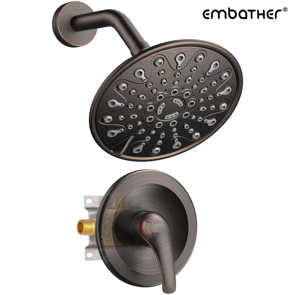 EMBATHER Shower Faucet with Valve, Shower Faucets Sets Complete with 6 Spray Touch-Clean Shower Head, Single Function Shower Trim Kit, Oil Rubbed Bronze