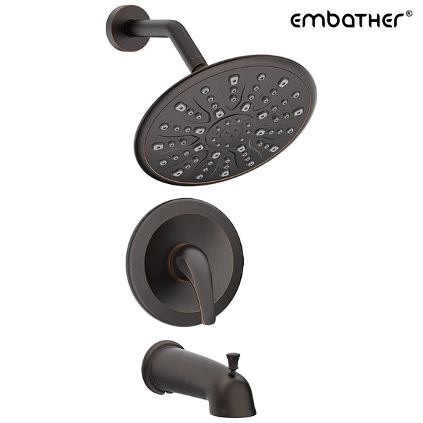 EMBATHER Shower Faucet Set with Tub Spout, Dual Function Shower Trim Kit (Rough-in Valve Included) with 9 Inch Shower Head, Rain Shower System Wall Mounted Rainfall Shower Combo Set, Oil Rubbed Bronze