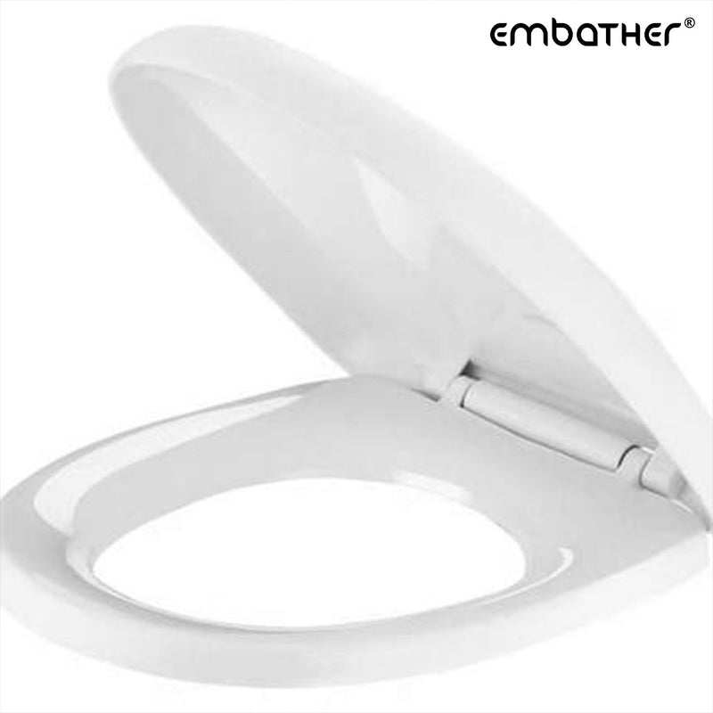 EMbather Toilet Seat with Built in Potty Training Seat, Slow Close, Easy Clean, Plastic, White